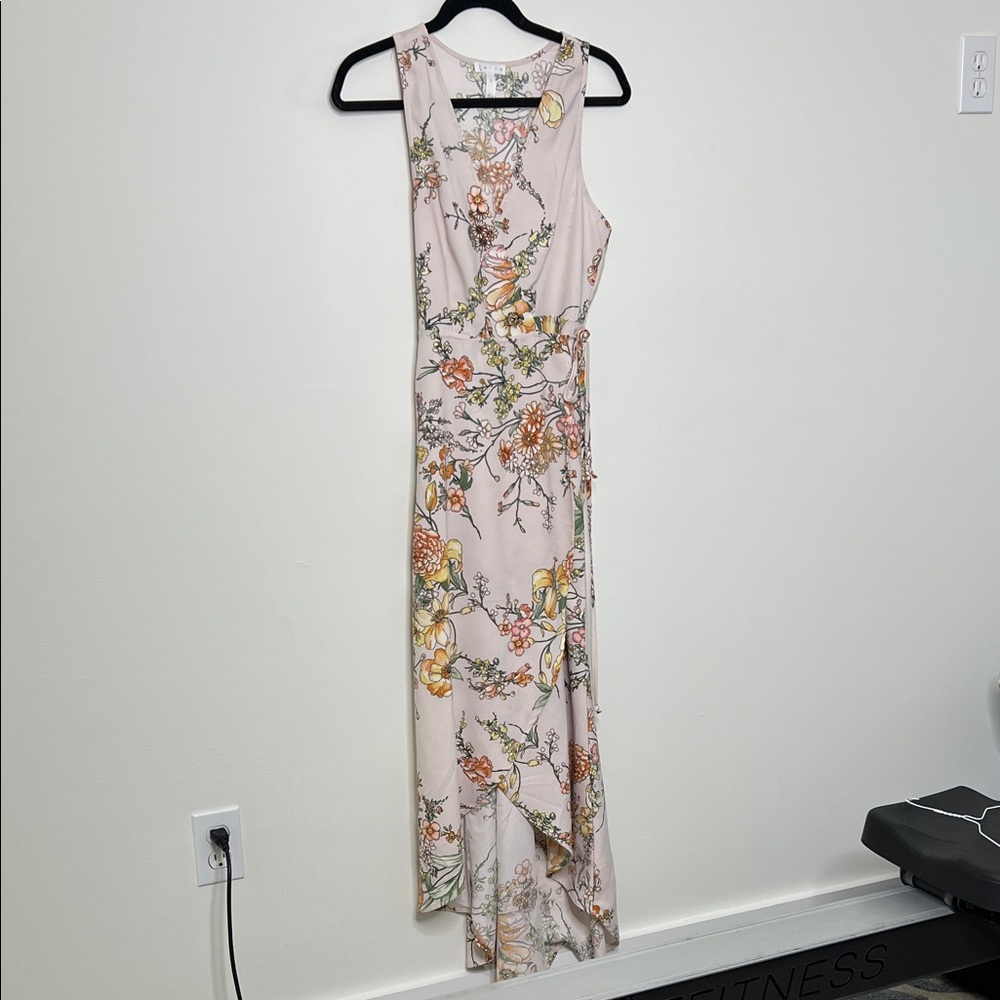 Leith FloralSleeveless Tie Waist Wrap Maxi Dress - Picture 2 of 5